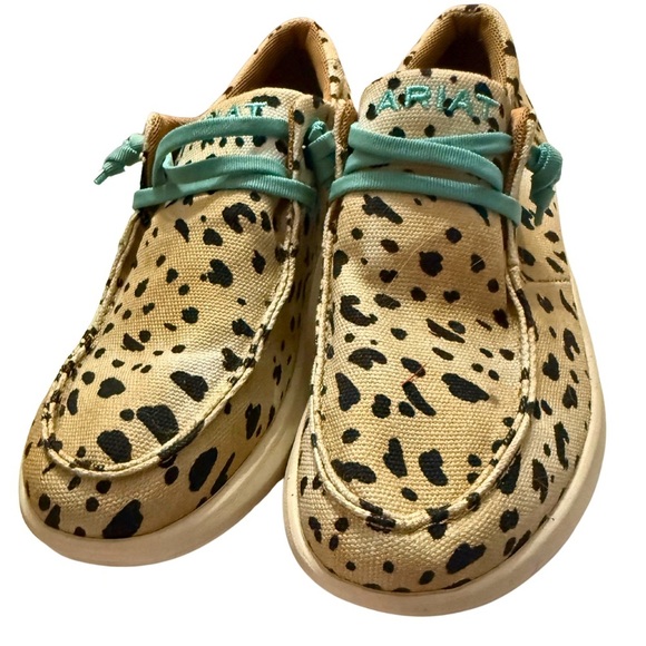 Ariat Hilo Leopard Print Casual Shoes with Teal Laces Size 6.5b - Picture 2 of 3
